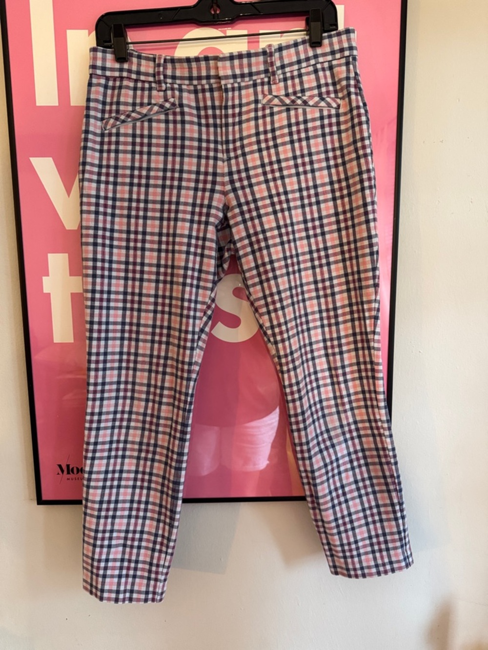 GAP Signature Skinny Ankle Pants in Pink, Navy & White Plaid